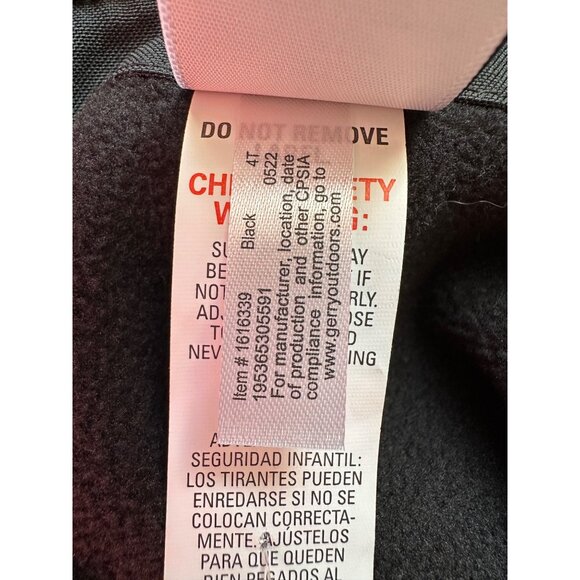 Gerry Size 4T Black Overall Insulated Snow Pants Unisex Excellent - Picture 6 of 10